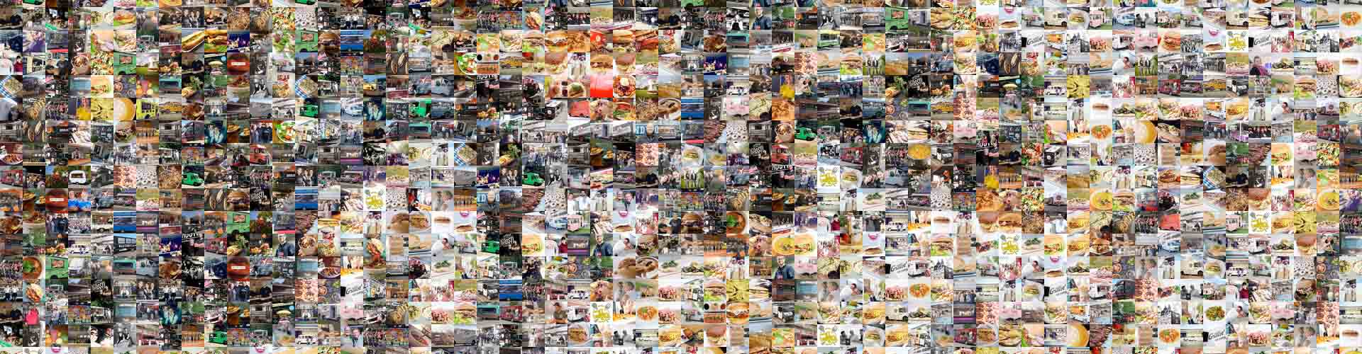Catering-Szene dargestellt mit einer Collage aus vielen Foodtruck-Impressionen